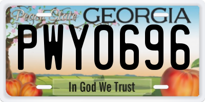 GA license plate PWY0696