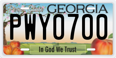 GA license plate PWY0700