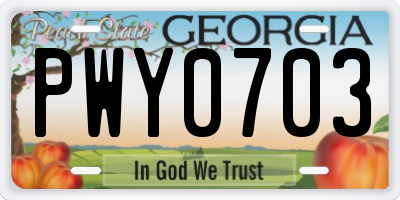 GA license plate PWY0703