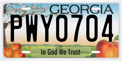 GA license plate PWY0704