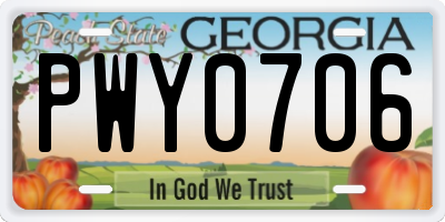 GA license plate PWY0706