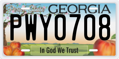 GA license plate PWY0708
