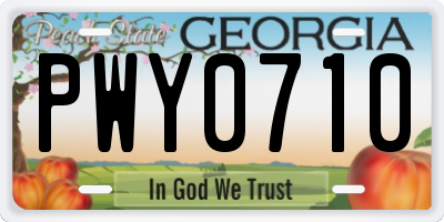 GA license plate PWY0710