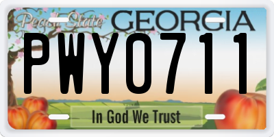 GA license plate PWY0711