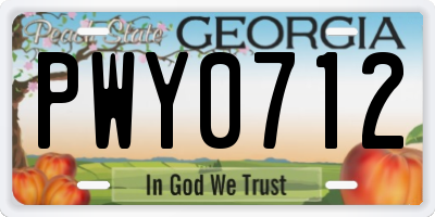 GA license plate PWY0712
