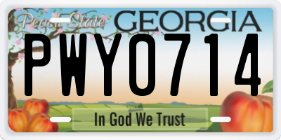 GA license plate PWY0714