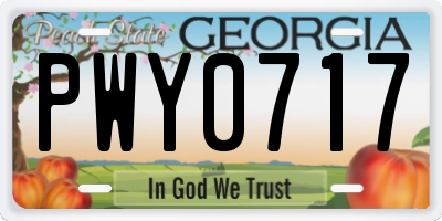 GA license plate PWY0717