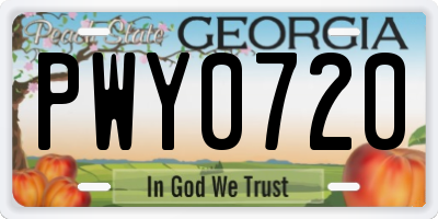 GA license plate PWY0720