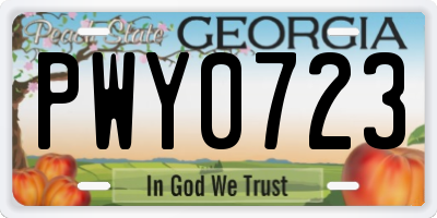 GA license plate PWY0723