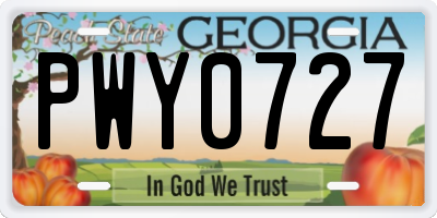 GA license plate PWY0727