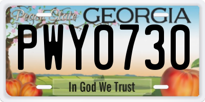 GA license plate PWY0730