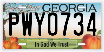 GA license plate PWY0734