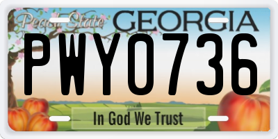 GA license plate PWY0736