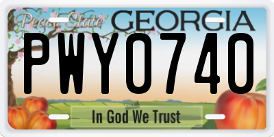 GA license plate PWY0740
