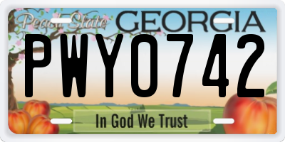 GA license plate PWY0742