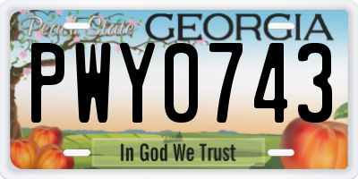 GA license plate PWY0743
