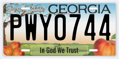 GA license plate PWY0744