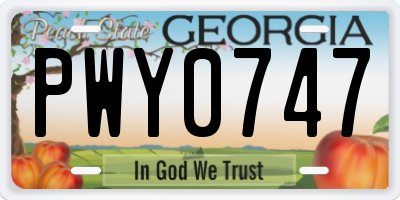 GA license plate PWY0747