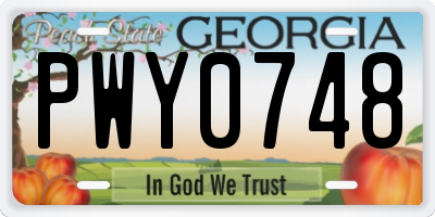 GA license plate PWY0748