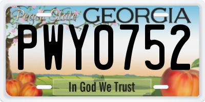 GA license plate PWY0752