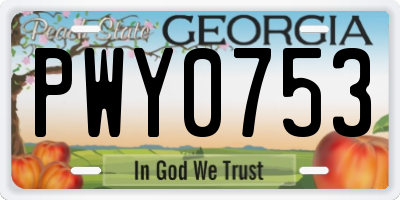 GA license plate PWY0753