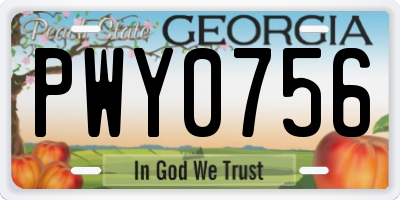 GA license plate PWY0756