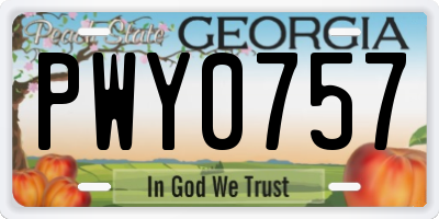 GA license plate PWY0757