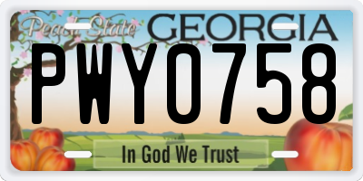 GA license plate PWY0758