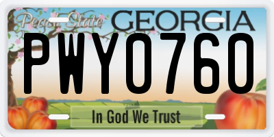 GA license plate PWY0760