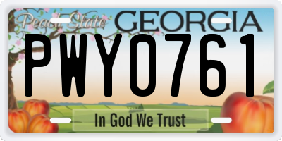 GA license plate PWY0761