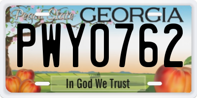 GA license plate PWY0762