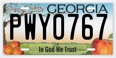 GA license plate PWY0767