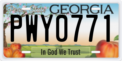 GA license plate PWY0771