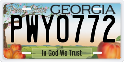 GA license plate PWY0772