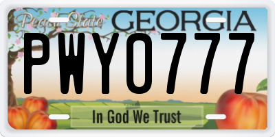 GA license plate PWY0777