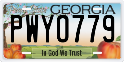 GA license plate PWY0779