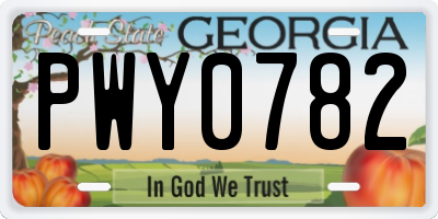 GA license plate PWY0782