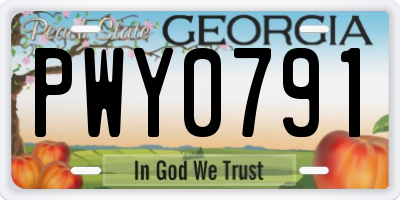 GA license plate PWY0791