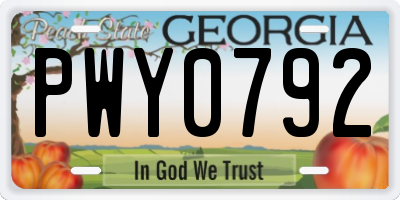 GA license plate PWY0792