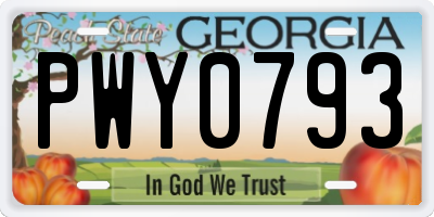 GA license plate PWY0793