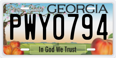 GA license plate PWY0794
