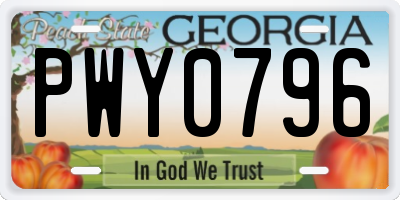 GA license plate PWY0796