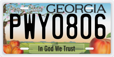 GA license plate PWY0806