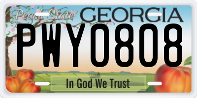 GA license plate PWY0808