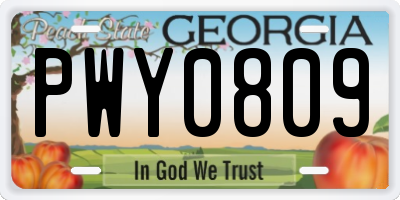 GA license plate PWY0809