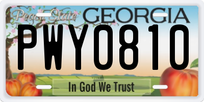 GA license plate PWY0810
