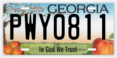 GA license plate PWY0811