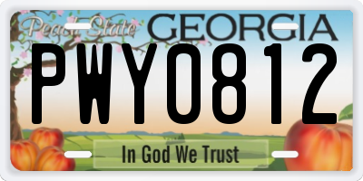 GA license plate PWY0812