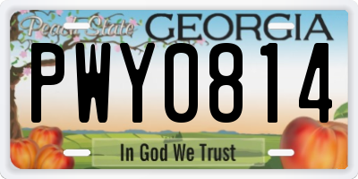 GA license plate PWY0814
