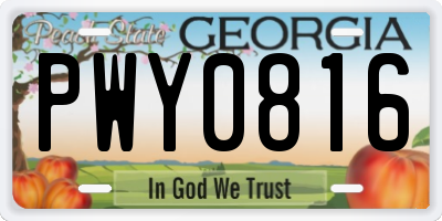 GA license plate PWY0816